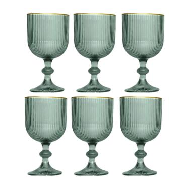 Jogo de taas em vidro borda dourada L'Hermitage Cameratta 365ml 6 peas verde