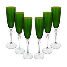 Jogo de taas champanhe cristal ecolgico Bohemia Elizabeth 200ml 6 peas verde