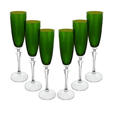 Jogo de taas champanhe cristal ecolgico Bohemia Elizabeth 200ml 6 peas verde