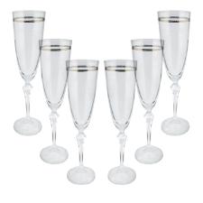 Jogo de taas champanhe cristal ecolgico Elizabeth 200ml 6 peas platinum rim