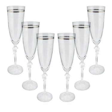 Jogo de taas champanhe cristal ecolgico Elizabeth 200ml 6 peas platinum rim