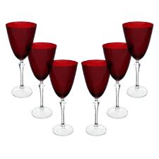 Jogo de taas para gua cristal ecolgico Bohemia Elizabeth 350ml 6 peas vermelho