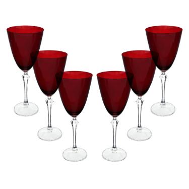 Jogo de taas para gua cristal ecolgico Bohemia Elizabeth 350ml 6 peas vermelho