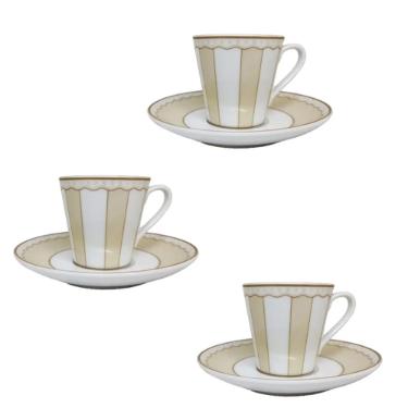 Jogo de xcaras de caf em porcelana Noritake Carnivale champanhe 6 peas