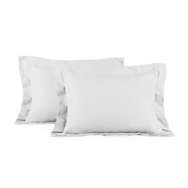 Jogo de fronhas em algodo Trussardi Novoli 200 fios 50x70cm 2 peas branco
