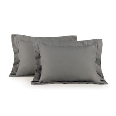 Jogo de fronhas em algodo Trussardi Novoli 200 fios 50x70cm 2 peas metallo