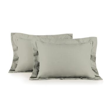 Jogo de fronhas em algodo Trussardi Novoli 200 fios 50x70cm 2 peas grigio