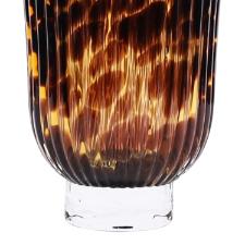 Vaso murano bicolor em vidro L'Hermitage 13,5x13,5x21cm marrom e laranja