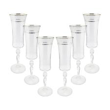 Jogo de taas champanhe cristal ecolgico Bohemia Grace 190ml 6 peas prata rim