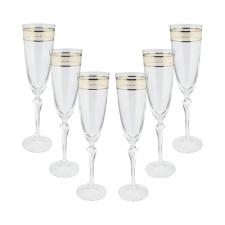 Jogo de taas champanhe cristal ecolgico Bohemia Brocade com friso de ouro 200ml 6 peas