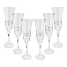 Jogo de taas champanhe cristal ecolgico Bohemia Angela 190ml 6 peas prata rim