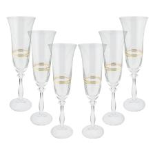 Jogo de taas champanhe cristal ecolgico Bohemia Angela 190ml 6 peas ouro rim