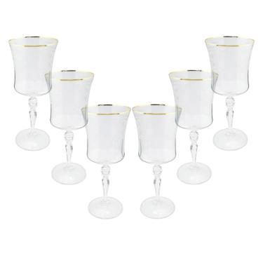 Jogo de taas para gua cristal ecolgico Bohemia Grace 300ml 6 peas ouro rim
