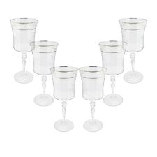 Jogo de taas para gua cristal ecolgico Bohemia Grace 300ml 6 peas prata rim