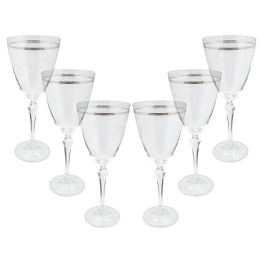 Jogo de taas para gua cristal ecolgico Elizabeth 350ml 6 peas prata rim
