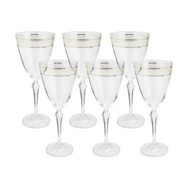 Jogo de Taas para gua Bohemia Brocade Decorada Cristal Ecolgico 350ml 6 peas