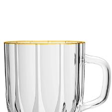 Jogo de canecas em cristal ecolgico friso ouro L'Hermitage Refinatto 280ml 6 peas