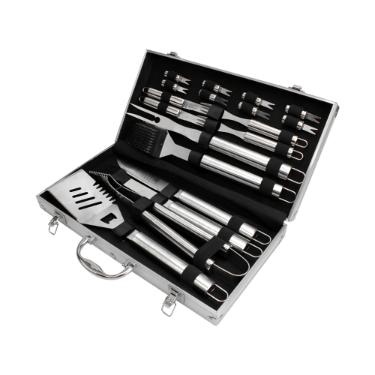 Jogo de Churrasco Fracalanza Gourmet Ao Inox com Maleta Alumnio 19 Peas
