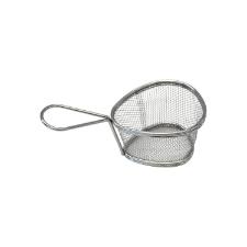 Cesta oval para batata frita e petiscos de ao inox com ala Fackelmann Elemental
