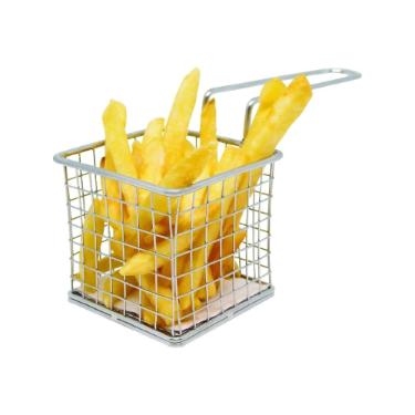 Cesta para batata frita e petiscos de ao inox com ala Fackelmann Elemental 9x8x20cm