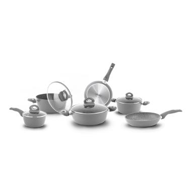 Jogo de panelas em alumnio Bialetti Petravera 10 peas cinza