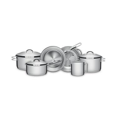 Jogo de Panelas Tramontina Solar em Ao Inox com Fundo Triplo e Tampas de Inox 6 Peas