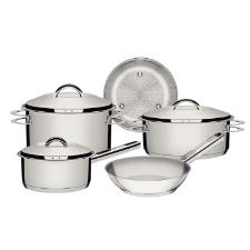 Jogo de Panelas em Ao Inox Tramontina Solar com Fundo Triplo e Tampas de Inox 5 Peas