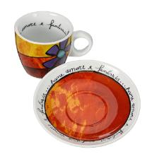 Jogo de xcaras expresso com pires em porcelana Egan 90ml 2 peas vermelho e azul