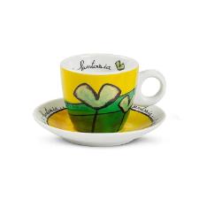 Jogo de xcaras caf expresso em porcelana Egan Frane Amore 90ml 2 peas azul e verde