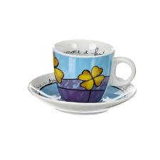 Jogo de xcaras caf expresso em porcelana Egan Frane Amore 90ml 2 peas azul e verde