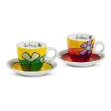 Jogo de xcaras expresso com pires em porcelana Egan 90ml 2 peas verde e vermelho