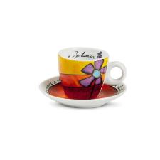 Jogo de xcaras expresso com pires em porcelana Egan 90ml 2 peas verde e vermelho