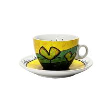 Jogo de xcaras capucciono com pires em porcelana Egan 250ml 2 peas amarela e vermelha