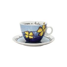 Jogo de xcaras capucciono com pires em porcelana Egan 90ml 2 peas amarela e azul