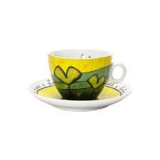 Jogo de xcaras capucciono com pires em porcelana Egan 90ml 2 peas amarela e azul