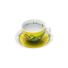 Jogo de xcaras capucciono com pires em porcelana Egan 90ml 2 peas amarela e azul