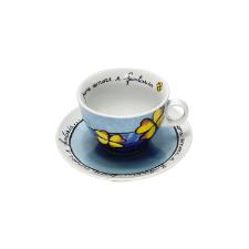 Jogo de xcaras capucciono com pires em porcelana Egan 90ml 2 peas amarela e azul