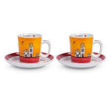 Jogo de xcaras com pires Egan Le Casette 100ml 2 peas vermelho e laranja