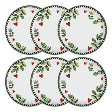 Jogo de pratos em porcelana Egan Cocorido 27cm 6 peas verde