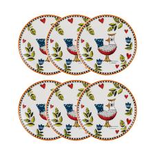 Jogo de pratos em porcelana Egan Cocorido 19cm 6 peas laranja