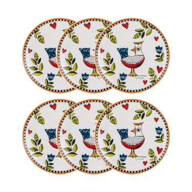 Jogo de pratos em porcelana Egan Cocorido 19cm 6 peas laranja