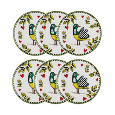 Jogo de pratos em porcelana Egan Cocorido 19cm 6 peas verde