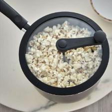 Pipoqueira com tampa de vidro e misturador Brinox Ceramic Life Pic Poc 5,5 litros cinza