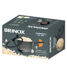 Pipoqueira com tampa de vidro e misturador Brinox Ceramic Life Pic Poc 5,5 litros cinza