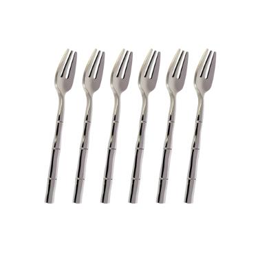 Jogo de garfos para bolo em ao inox Fracalanza Steel Wood 6 peas cinza