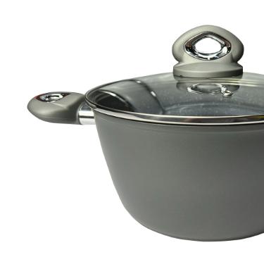 Caarola em alumnio e tampa Bialetti Petravera Plus 24cm cinza