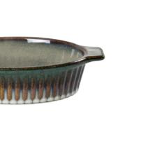 Travessa oval em cermica com ala L'Hermitage Mist 24x14x5,2cm 700ml verde