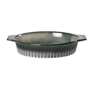 Travessa oval em cermica com ala L'Hermitage Mist 1,95 litro verde
