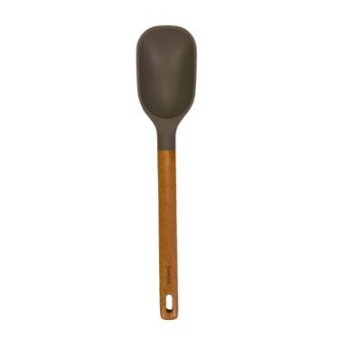 Coher de arroz em silicone com cabo de madeira Kenya 32cm cinza