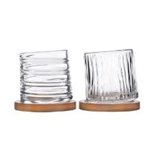 Copo para whisky em vidro com base de bambu Kenya 300ml